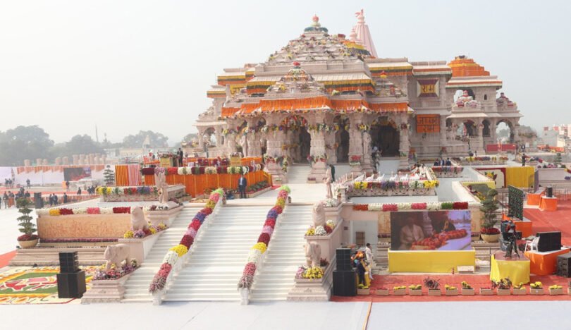 Glimpses of Pran Pratishtha ceremony of Shree Ram Janmaboomi Temple in Ayodhya, Uttar Pradesh on January 22, 2024. PM presents on the occasion.